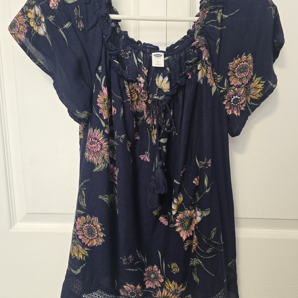 Old Navy Navy Floral Blouse